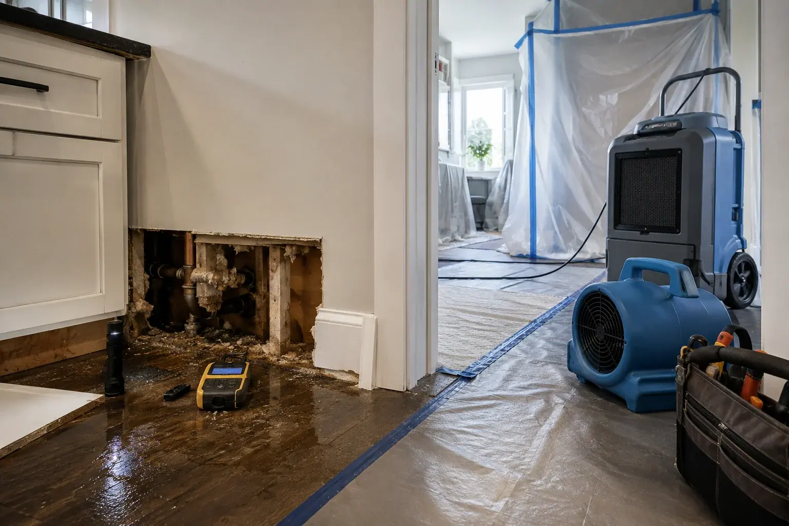Burst Pipe Damage Restoration Nobleton restoration equipment and project planning