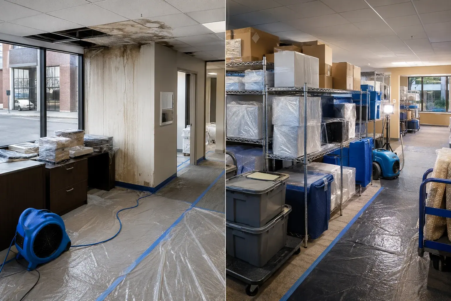 Commercial Contents Pack-Out and Storage Acton inspection and documentation