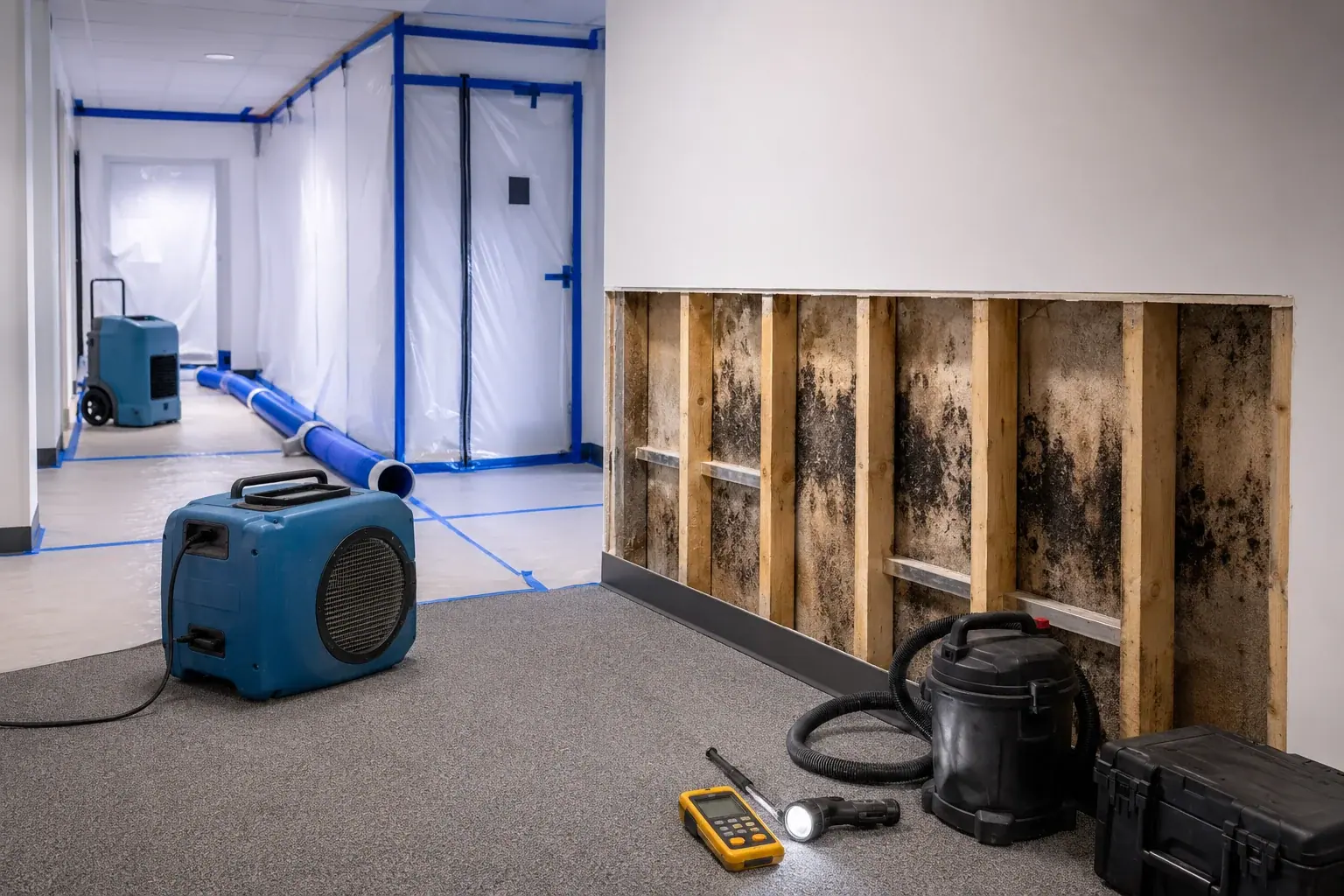 Commercial Mold Remediation Maple restoration equipment and project planning