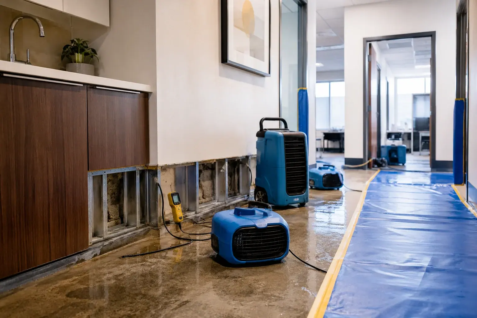 Warehouse Water Damage Restoration Maple inspection and documentation