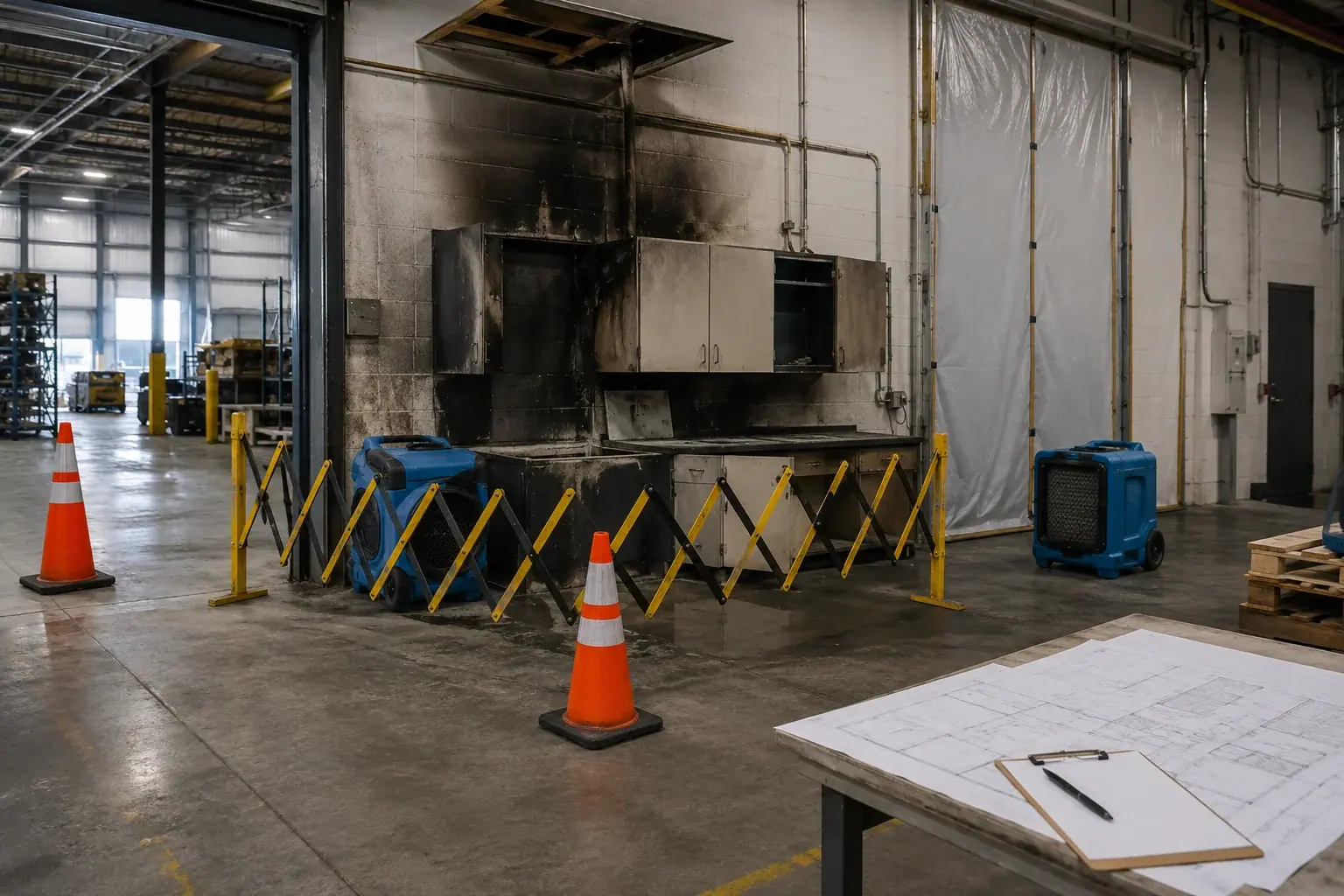 Industrial Fire Damage Restoration restoration equipment and project planning